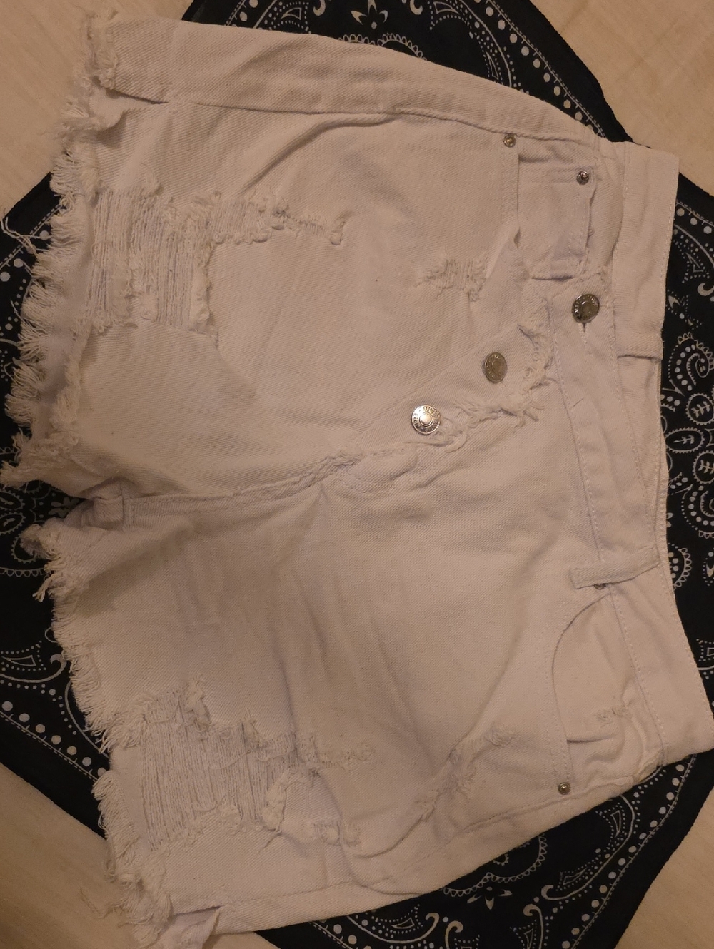 Almost Famous White Distressed High-Rise Jean Shorts
